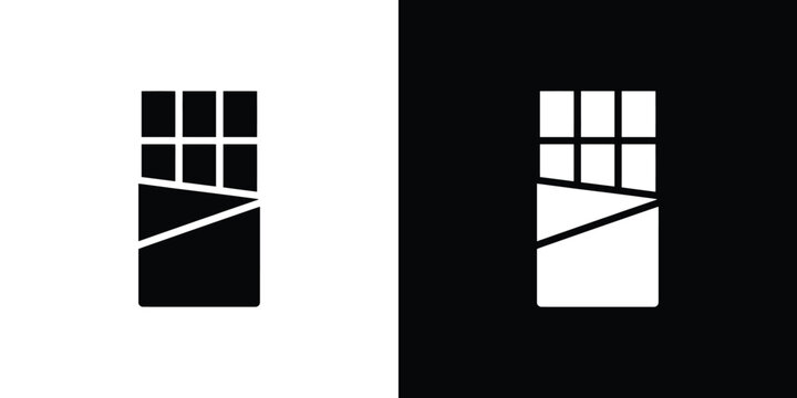 Simple black and white chocolate bars partially unwrapped on contrasting backgrounds