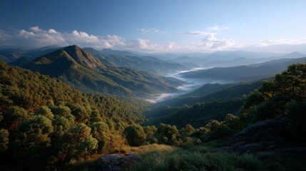 Wide landscape shot of majestic mountain ranges