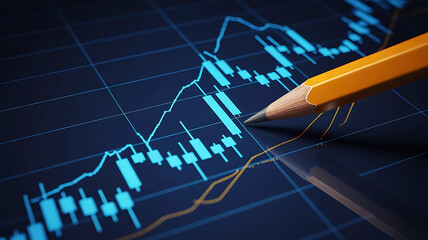 Financial Market Analysis with Candle Stick Chart and Pencil for Strategy Development