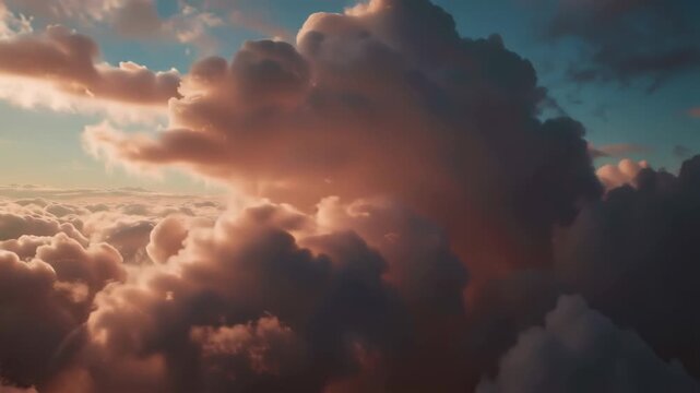 Dramatic Clouds Aerial View of Pink and Blue Sky Cloudscape