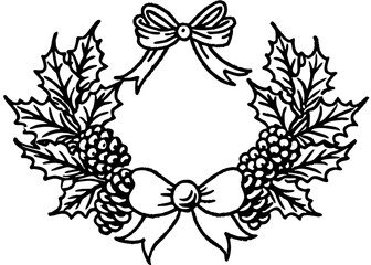 Vintage botanical engraving of a Christmas