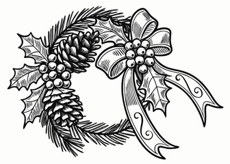 Vintage botanical engraving of a Christmas