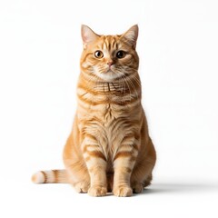 Naklejka premium Ginger tabby cat sitting on clean white background