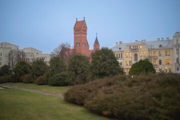 Evening streets of Minsk, Belarus