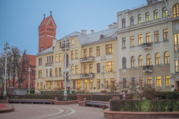 Evening streets of Minsk, Belarus