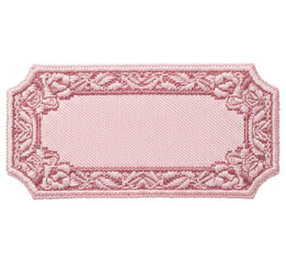 Pink embroidered floral patch on transparent background