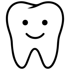 Tooth Flat Black Silhouette With Subtle Smile Friendly Minimal Dental Icon PNG