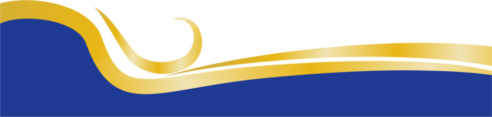 Elegant Blue and Gold Curved Border, Curved Blue Gold Banner Frame for Template Design, Luxury Blue Gold Corner Decoration Element