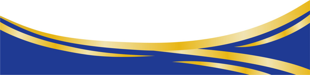 Elegant Blue and Gold Curved Border, Curved Blue Gold Banner Frame for Template Design, Luxury Blue Gold Corner Decoration Element