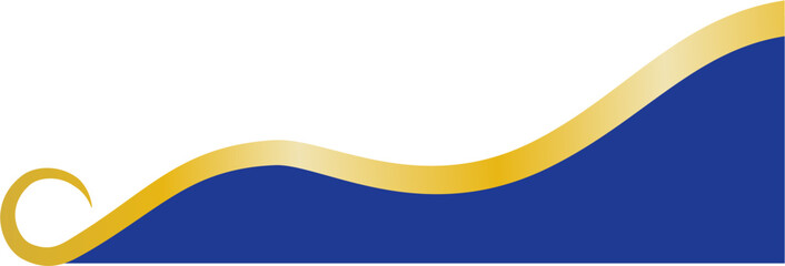 Elegant Blue and Gold Curved Border, Curved Blue Gold Banner Frame for Template Design, Luxury Blue Gold Corner Decoration Element