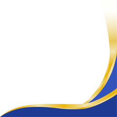 Elegant Blue and Gold Curved Border, Curved Blue Gold Banner Frame for Template Design, Luxury Blue Gold Corner Decoration Element