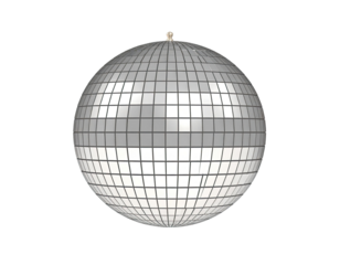 Shiny disco ball reflecting scattered light patterns with mirrored surface creating vibrant dance ambience for party and nightlife events isolated on white background