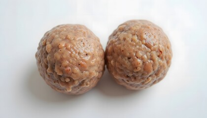 Two delicious meatball isolated on white background, a savory treat for any occasion or celebration. 2 meatball
