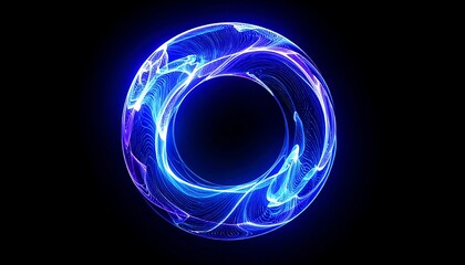Abstract 3d sphere of purple and blue neon gradient particle waves. Artificial Intelligence concept, virtual assistant, future technology, innovations. Vibrant energy sphere, glowing 3d orb.