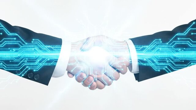 Modern Business: Digital Handshake for Technological Partnership Success