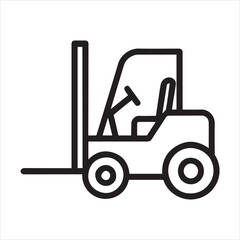 Black and white forklift icon with bold lines