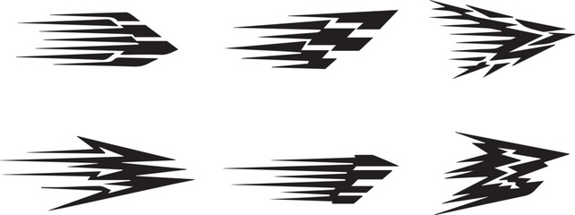 Abstract racing speed line elements, black and white racing checkered, dynamic motion arrows speed trails and abstract speed graphics 