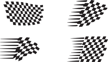 Abstract racing speed line elements, black and white racing checkered, dynamic motion arrows speed trails and abstract speed graphics 