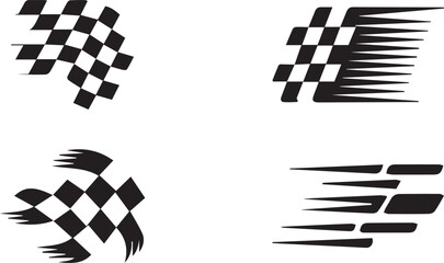 Abstract racing speed line elements, black and white racing checkered, dynamic motion arrows speed trails and abstract speed graphics 