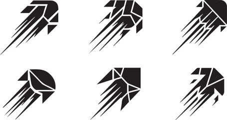 Abstract racing speed line elements, black and white racing checkered, dynamic motion arrows speed trails and abstract speed graphics 