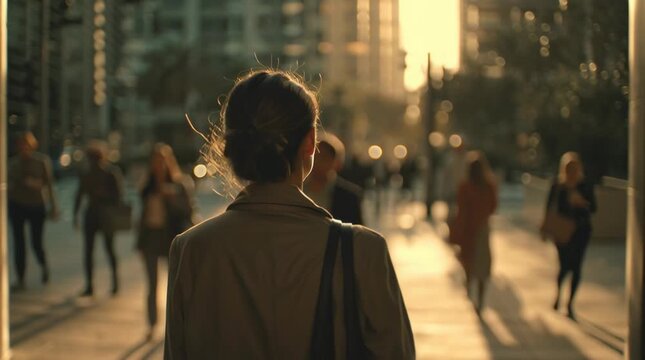 Cria uma imagem realista e cinematogr&aacute;fica Mostra a mesma consultora imobili&aacute;ria (ou uma mulher semelhante) vista de costas,