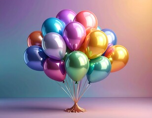 Colorful Balloons Floating in a Festive Arrangement.