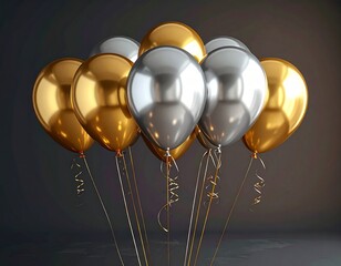 Elegant Gold and Silver Balloons for Celebratory Occasions.