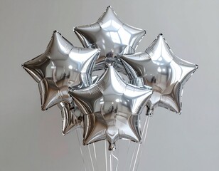 Silver Star Balloons - A Festive Celebration of Joy and Light.