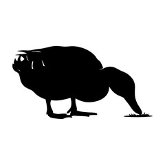 Duck Pecking Ground Silhouette Vector Art