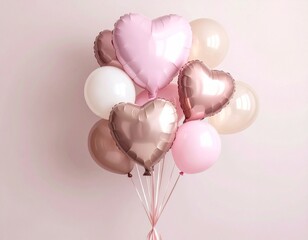 Elegant Balloon Bouquet with Heart Shapes for Celebrations.