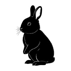 Baby Bunny Standing Silhouette Vector Graphic
