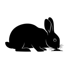 Rabbit Eating Silhouette Vector Illustration Art