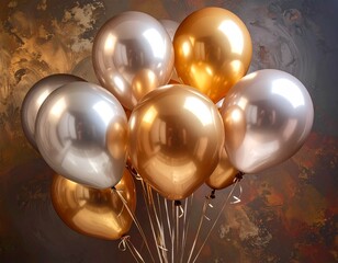 Elegant Gold and Silver Balloons for Celebrations and Events.