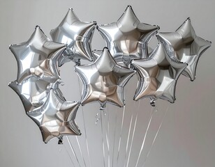 Silver Star Balloons - A Celebration of Shimmering Elegance.