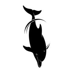 Spinning Dolphin Silhouette Vector Graphic