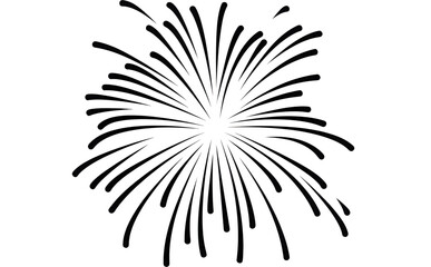 Fototapeta premium Silhouette of a round exploding firework with black curved lines
