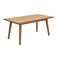 Rectangular Wooden Dining Table with Tapered Legs Isolated on Transparent Background Elegant Furniture Design Natural Wood Grain Texture