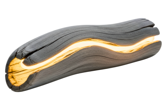 Modern wooden table lamp with a geometric design isolated on transparent background