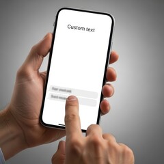 Interactive smartphone display showing custom text and touch user interface experience
