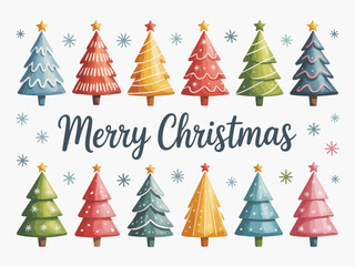 Obraz premium This image presents a festive collection of colorful Christmas trees adorned with decorative elements, radiating holiday cheer and warmth, perfect for seasonal celebrations.