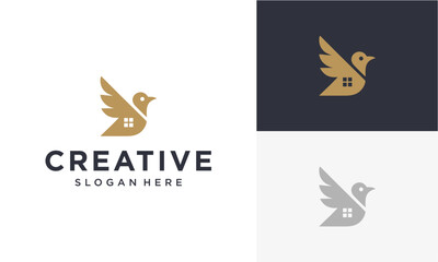 bird and house vector logo