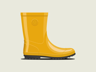 A bright yellow rain boot stands alone against a light background, symbolizing protection and outdoor activities in wet conditions. A modern and appealing graphic design.