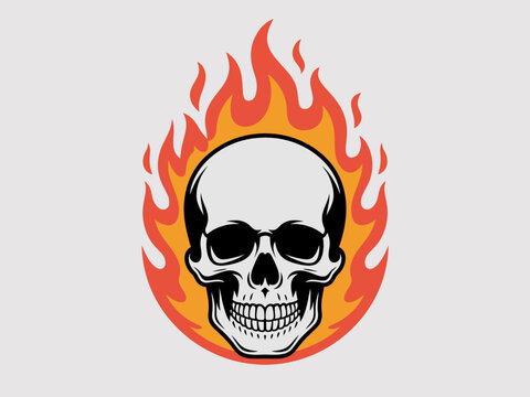A striking flaming skull graphic, combining elements of danger and intensity, perfect for designs needing a bold, rebellious aesthetic that's sure to stand out. - Powered by Adobe