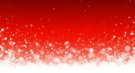 A festive red christmas background with falling snow and bokeh lights, perfect for holiday greetings, invitations, and seasonal designs with a touch of winter magic
