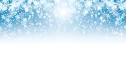 Fototapeta premium A serene blue christmas background with gentle snowflakes and bokeh lights, ideal for creating a peaceful and magical atmosphere in holiday designs and greetings