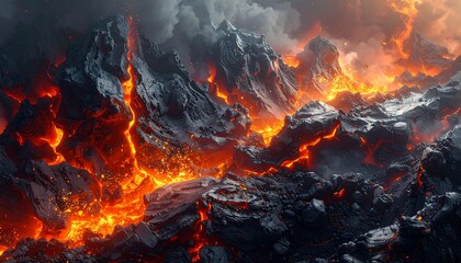 Volcanic Fury - A Landscape of Fire and Destruction.