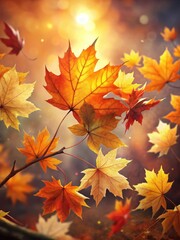 Obraz premium Vibrant autumn foliage bursts with warm, golden hues as colorful leaves cut out against a natural background frame