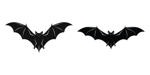 Two bat silhouettes are displayed against a white background creating a spooky Halloween vibe