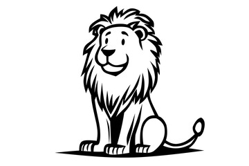 Vector illustration of a lion isolated on a white background. Vector illustration in black and white.