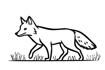 fox vector illustration isolated on white background. Line art illustration of a drawing book page.